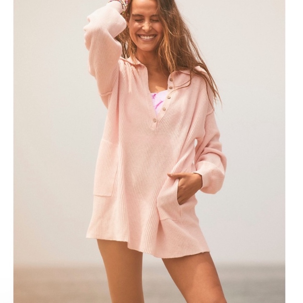 Free People Pink Long Sleeve Dress
